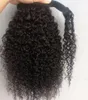 Afro Kinky Encaracolado Rabo De Cavalo Para As Mulheres Negras Remy Preto Natural Do Cabelo 1 Peça Clipe Em Rabo De Cavalo com Cordão 100% Cabelo Humano frete grátis