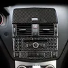 메르세데스 용 탄소 섬유 벤츠 C 클래스 W204 자동차 내부 기어 시프트 에어 컨디셔닝 CD 패널 독서 가벼운 커버 트림 자동차 스티커 액세서리