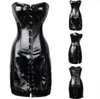 Высокая специальная длинная талия корсеты Bustiers Gothic одежда черное искусственное кожаное платье шипы талии формирователь корсет S-6XL CZ152