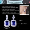 Moda Bridal Wedding Ladies Royal Jewelry CZ Crystal Inlay Dark Blue Square Cubic Cyrkon Big Oświadczenie Drop Kolczyki E157