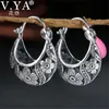 V.ya 2018 Orecchini a cerchio vintage con fiori Orecchini in argento sterling 925 Brincos Donne Regalo per la festa della mamma Gioielleria raffinata J190629