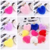 Heart Ball Pom Pom Keychain Fluffy Faux Rabbit Fur Pompom Key Chains Women Bag pendant Jewelry Key Chains Party Gifts RRA2828-10