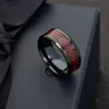 Anello in carburo di tungsteno nero Anello nuziale drago con fibra di carbonio nera e intarsio drago rosso 406