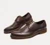 Hommes chaussures de brogue vintage en cuir authentique oxford à lacets doux à lacets basse top respirant