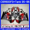 Bodys + Tank voor Honda CBR 600 F3 FS CBR600FS CBR600 F3 95 96 289HM.38 CBR600RR CBR600F3 95 96 Zilver Rood Zwart CBR 600F3 1995 1996 Kuip