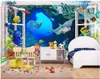 Papel de parede 3d personalizado foto De Seda papel de parede mural 3d fantasia dos desenhos animados das crianças dos desenhos animados sala de crianças quarto mural casa deocr papel de parede