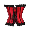 Femmes multicolore burlesque S-xxl Trime à volants plissée surbust lingerie corset satin bow top corps shaper sexy lace up plastique désossé