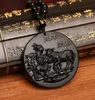 Natural Obsidian Three sheep Pendant Beads Necklace Charm Jewellery Fashion Accessories Hand-Carved Man Lucky Amulet Gifts
