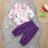 Yenidoğan Bebek Giyim Seti 3PC Kız Çiçek Romper Tulum Kafa Kıyafetler Set roupas MENINA Pantolon Tops