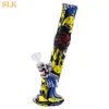 Skull klistermärken gummi silikon bong rak rör Rökning rör tornado bubbler rör 14inch glas olja brännare vatten bongs för rök huvudbutik