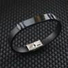 New Fashion Men 20 CM Long Stainless Steel Charm Black Leather and Silicone Bracelet for Sale