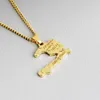 Punk Map Letter Pendants Necklace For Women Men Gold Plated Jewelry Party Club Decor With Chain