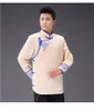 الملابس المنغولية العرقية الذكور سترة يقف طوق الرجال على نمط تانغ بدلة أعلى التقليدية المراعي المعيشة الملابس آسيا الشرقية