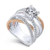 대비 컬러 다이아몬드 링 크로스 링 크리스탈 약혼 반지 여성용 결혼 반지 및 샌디 패션 쥬얼리 080420
