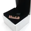 Różowy błyszczący pierścionek z koroną wysokiej jakości pozłacane pierścionki damskie z oryginalnym pudełkiem na zestaw srebrnych pierścionków Pandora