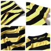 Yellow Black Red White Striped T-shirt Cotton Vintage Hip Hop Harajuku Tops Tee Men Women Striped Tshirt Streetwear Short Sleeve Y19060601