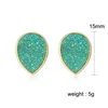 American European Fashion Womens Simple Vergulde Waterdrop Druy Earring 15mm Handgemaakte Druzy Trendy Sieraden Hars Stone Stud Earring