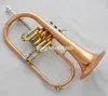 Hot Selling BB Flutelhorn Rose Messing Lak Metalen Muziekinstrument Professioneel met Mondstuk Case Gratis verzending