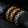 Män Polerad Guld Rostfritt Stål Biker Armband Punk Svart Mäns Kvinnor Watchband Chain Link Armband Man Hiphop Bike Smycken