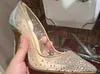 HOT lente zomer Elegante stijlen damesschoenen Strass hoge hakken kristallen spitse neus mesh Pumps vrouw rode zool trouwschoenen