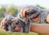 Women Cute Cat Claw Paw Plush Mittens Warm Soft Plush Short Fingerless Fluffy Bear Cat Winter Gloves Women guantes tacticos 14 Colors