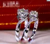1CT Solid 925 Sterling Silber Hochzeitstag Moissanit SONA Diamant Ring Verlobungsband Modeschmuck Männer Frauen Valentinstag Geschenk