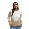 winter 2019 hit color stitching round neck long-sleeved T-shirt wholesale explosion models in Europe and America