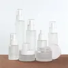 20ml 30ml 40ml 50ml 60ml 80ml 100ml Frosted Glass Pump Bottle Refillable Cream Jar Empty Lotion Spray Cosmetics Sample Storage Containers
