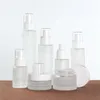 20 ml 30 ml 40 ml 50 ml 60 ml 80 ml 100 ml Bouteille à pompe en verre givré Pot de crème rechargeable Lotion vide Spray Cosmétiques Conteneurs de stockage d'échantillons