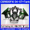 Bodys Para HONDA CBR600 FS CBR 600F4i 2004 2005 2006 2007 281HM.53 CBR600 F4i CBR 600 F4i CBR600F4i 04 05 06 07 Kit Fairing Green flames HOT