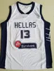 Greece Hellas College Jersey The Alphabet 13 Giannis AnteTokounmpoバスケットボールジャージー男性ホワイトチームスポーツ通気性ユニフォームS-2XL