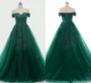 2020 Moda Emerald Green Prom Dresses z rękawami Koronki Zroszony Aplikacja Wieczorowa Dress Vestidos de Novia Specjalna okazja Dress