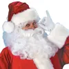 Decorazioni natalizie 7 pezzi Costume da Babbo Natale per adulti Flanella Abito classico Puntelli Cosplay Cappotto da uomo Pantaloni Barba Cintura Cappello Set M XL