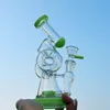 7.8 Inch Hookahs Glas Bong Sidecar Design Unieke Bongs Slited Donut perc Oil DAB Rigs Double Recycler Water Pipes Green Purpls XL-320