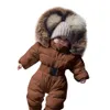 hiver bébé salopette 2019 nouveau-né hiver barboteuses salopette chaude pour les filles conçu pour bébé russe combinaison de neige à capuche # G2