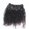 Clip frisé crépus dans les extensions de cheveux clip afro-américain dans les extensions de cheveux humains 100g mongol afro crépus bouclés clip ins cheveux