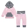 12 stilar baby tracksuit ins barn hoodie + byxor kläder uppsättning blommig randig print outfits outwear boy girls baby set barn kläder m685