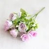 Fake Western Rose (5 stems/bunch) 11.42" Length Simulation Roses Plastic Accessories for Home Wedding Decorative Artificial Flowers