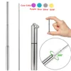 FDA Portable Reusable Folding Drinking Straws Stainless Steel Metal Telescopic Foldable Straws with Aluminum Case & Cleaning Brush