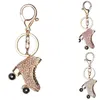 Rullskridskor Sko Keyring Crystal Keychain Handbag Pendant Car Keys Holder Holder Rhinestone Charm Key Chain Ring Smycken för Women Girl313C