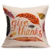 Bonne année taie d'oreiller1 pc taie d'oreiller heureux automne Thanksgiving jour doux taie d'oreiller en lin housse de coussin décor à la maison G801