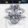 Gros-Love CZ Diamond Ring Designer de luxe bijoux en argent plaqué avec boîte en or blanc dames bague cadeau d'anniversaire