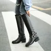 Plus size 34-46 women snow boots buckle with zip Retro women's knee high boots thick fur warm winter boots drop ship
