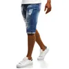 Gerade Denim-Shorts mit zerstörtem Loch für Herren, neue Mode, Distressed-Shorts, lässig, schmale Passform, Vintage-zerrissene Jeans, kurz, Hellblau, 3XL262f