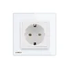 Livolo EU Standard Power Socket, White Crystal Glass Panel, 110~250V 16A Wall Power Socket,Luxury Tempered Glass