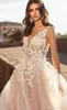 I più nuovi abiti da sposa Boho Beach Sexy scollo a V Backless 3D Appliqued floreale senza maniche Abiti da sposa vestido de novia Custom Made