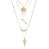 Оптовые и американские модные ювелирные изделия мода личности BAITAO женское ожерелье многослойное крыло вафельное подвесное ожерелье