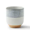 Ceramic Soup Cup Coarse Pottery Hand Painted Lattice Pattern Teacup Originality Coffee Cup Wine Cups