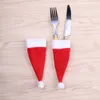10PCS Christmas Decorative Tableware Knife Fork Set Lovely Christmas Hat Storage Tool enfeites de natal