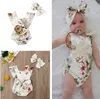 Nouveau-né bébé vêtements infantile enfant en bas âge fleur barboteuses combinaison bébé vêtements avec bandeau 2 pièces tenues bébé filles vêtements enfants vêtements